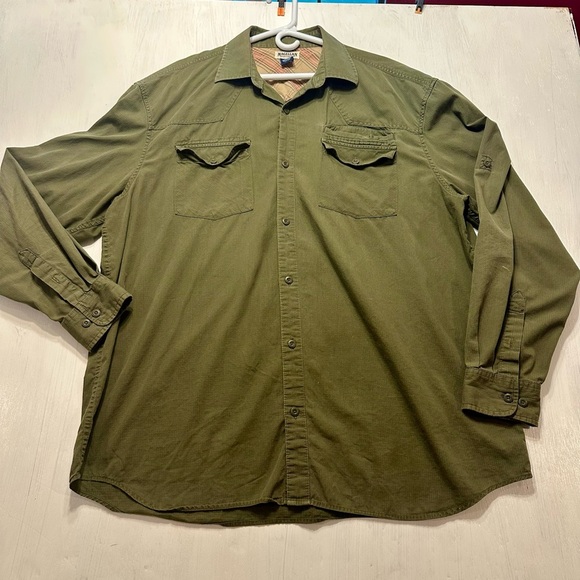 Magellan Sportswear XXL Olive Green Long Sleeve Shirt Outdoor Hiking Cotton - Picture 2 of 10